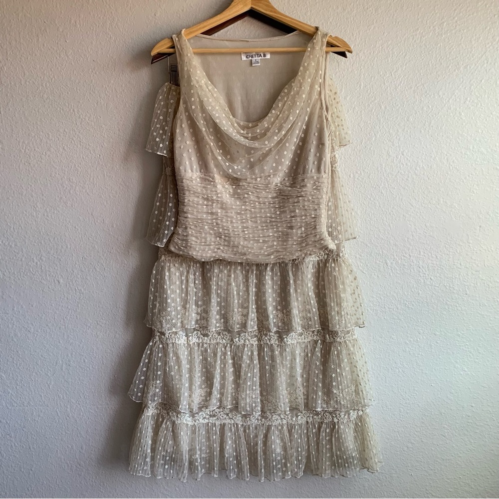 Y2K creme tiered ruffle lace two - piece set